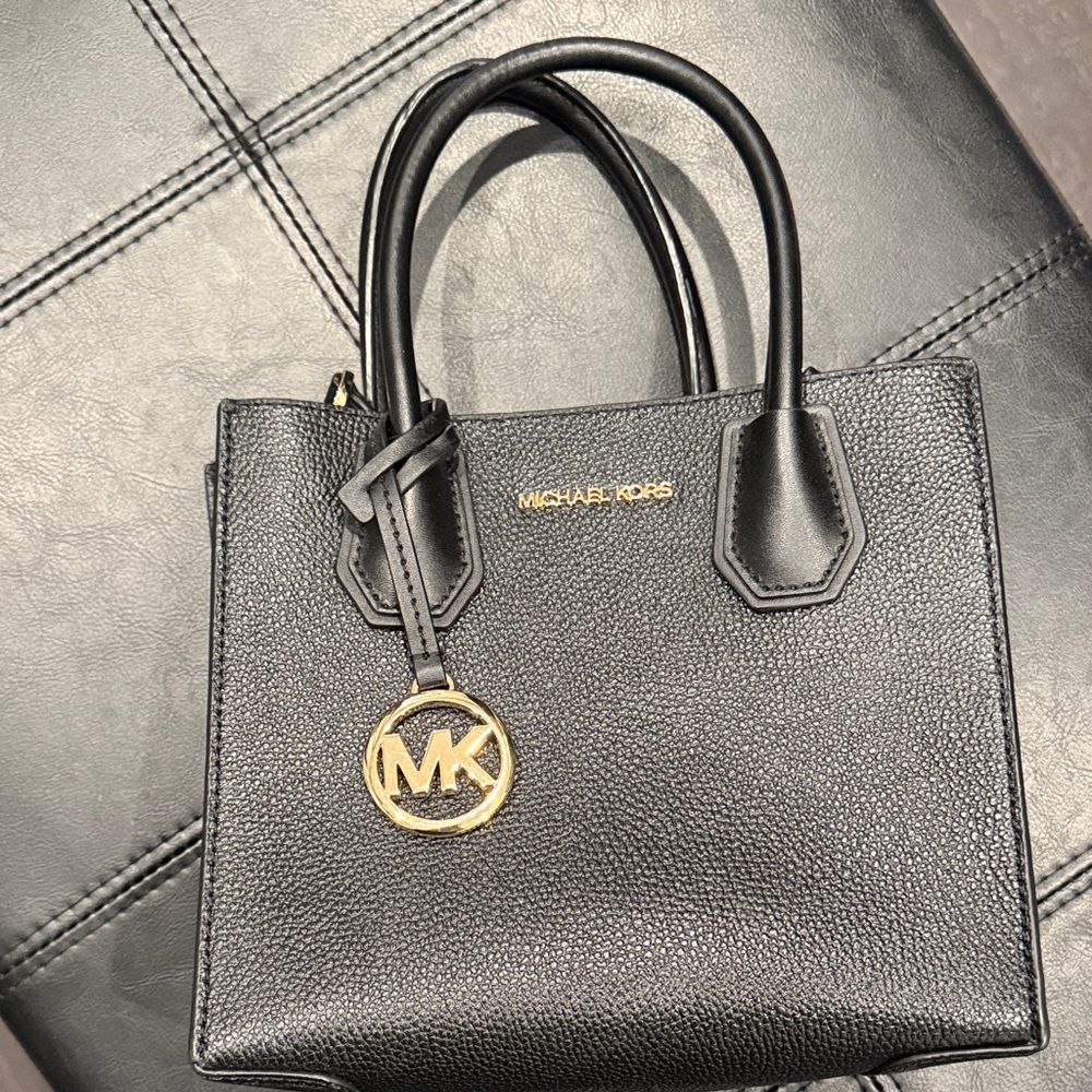 Michael Kors Black Satchel with Gold Accents